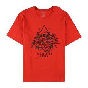 Elevenparis Mens Never Ever Sorry Graphic T-Shirt, Red, L, DM